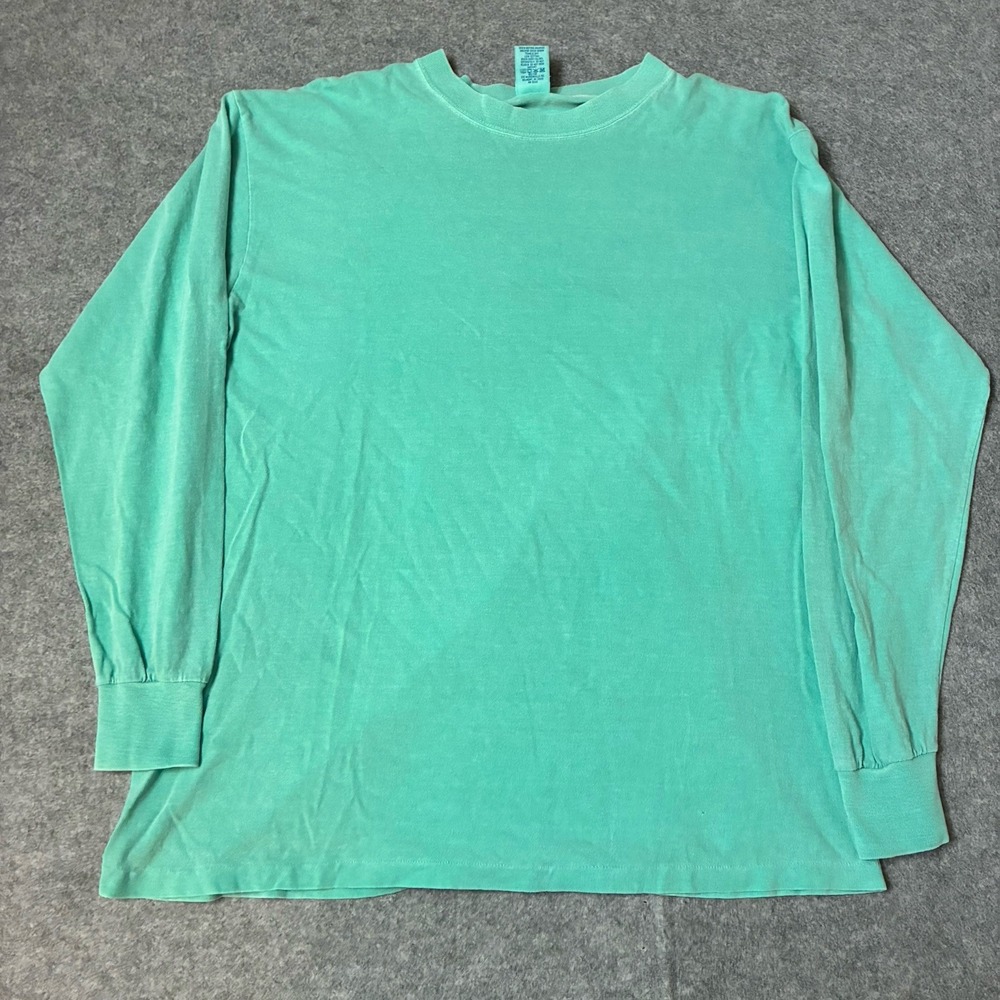 Vintage 90s Belton Dye-Namic Long Sleeve T-Shirt Mens L Teal Made In USA Blank
